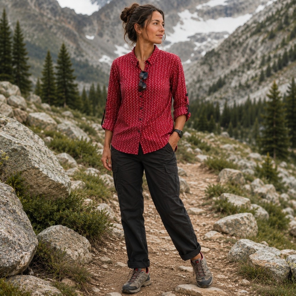 Patagonia Organic Cotton Button Shirt Red Floral Hiking Gorpcore Outdoor Women 4